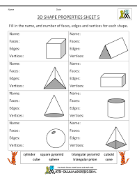Dimension is a property of shapes which tells whether the shape has the height (or depth). 3 D Shapes Worksheets Grade 3 Novocom Top