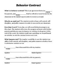 Free Behavior Contract And Progress Chart By Reagan Edwards