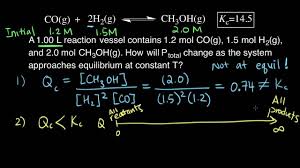 Comparing Q Vs K Example Chemical Equilibrium Chemistry Khan Academy Chemistry Natural Philosophy Electromechanical Engineering