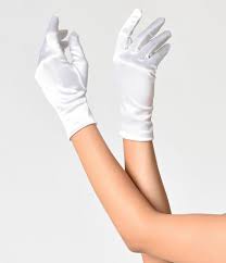 Vintage Style White Satin Wrist Gloves Silk Gloves White Gloves Vintage Vintage Bridal Accessories