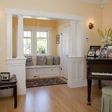 Living Room Half Wall With Column Design Ideas Pictures Remodel And Decor Craftsman Living Rooms Interior Design Dining Room Interior Columns