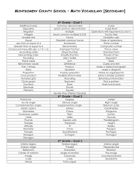 Montgomery County School Math Vocabulary Secondary 6th