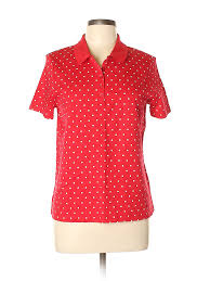 Details About Studio Works Women Red Short Sleeve Polo Lg Petite