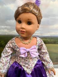 Beautiful Custom Historical Lavender & Gold Floral 1780s “robe à  L'anglaise” Ensemble for American Girl Like Dolls or Other 18” Dolls