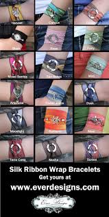 new ever designs s best selling silk ribbon bracelets are now available in 18 fun colors customize your b silk wrap bracelets silk ribbon ribbon bracelet diy