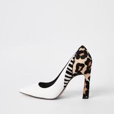 Black And White Animal Print Shoes Womens White Animal Print Spliced Heel Court Shoes Shoes Shoes Boots Women With Images Heels Boot Shoes Women Women Shoes