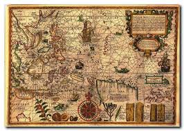 Piri reis'in, 1513 yılında çizdiği dünya haritası, 16. Eskitme Retro Harita Kanvas Tablo