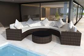 Crescent Rattan Garden Furniture Set In Brown Rattan Furniture Set Balcony Furniture Garden Sofa Set