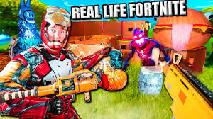 Little cat meets fortnite in real life! Fortnite Zombies Vs Avengers Irl Box Fort Nerf Battle Youtube
