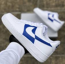 Af1 Half Blue Swoosh By Unknown Brando In 2020 Custom Nike Shoes Nike Air Sneakers