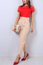 39 95 Tl Tas Kemer Detayli Bayan Kumas Pantolon 14144b Modamizbir Pants Capri Pants Khaki Pants