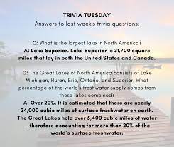 The great lakes provide 20 percent of the earth's freshwater supply. Keller Parks Recreation Here Are The Answers To Last Weeks Trivia Questions Did You Get Them Right Facebook