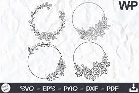 Download Floral Wreath Svg Roses Floral Frame Graphic By Wanchana365 Creative Fabrica