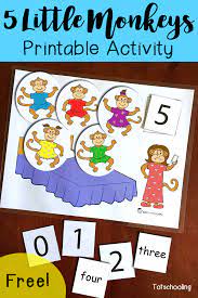 Five little monkeys coloring pages. Five Little Monkeys Jumping On The Bed Printable Activity Totschooling Toddler Preschool Kindergarten Educational Printables