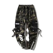 Black And White Camo Cargo Pants Camouflage Joggers Pants Ribbons Cotton Cargo Pant Trousers Jogger Pants Style Camouflage Cargo Pants Cotton Cargo Pants