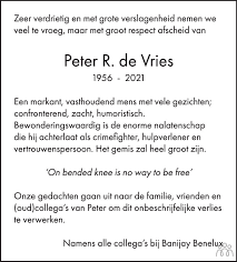 Peter rudolf de vries (aalsmeer, 14 november 1956) was een nederlands misdaadverslaggever. Fs5kw30nt6qerm