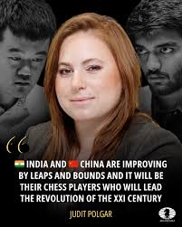 Judit Polgar once said: "🇮🇳 India and 🇨🇳 China are improving by leaps  and bounds, and it will be their chess players who will lead the revolution  of the XXI century." 🔥