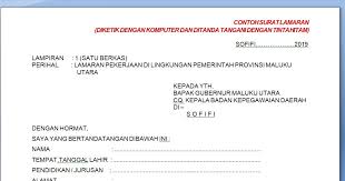 Contoh surat lamaran kerja instansi pemerintahan sebagai cpns. Contoh Surat Lamaran Cpns 2019 Provinsi Maluku Utara Download File Pdf Ato Menulis