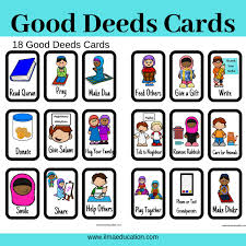 ilma education printable good deeds cards for kids plus