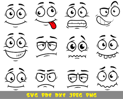 Funny Cartoon Faces Svg Png Pdf Dxf Jpg File Etsy Funny Cartoon Faces Cartoon Faces Funny Cartoon
