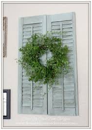 Simply displaying some beautifully weathered shutters just as they are on your walls could be all that you need to really pull. Fixer Upper Sign Gallery Wall Update Shutter Wall Decor Shutter Decor Outdoor Shutters