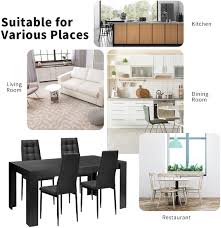 The glass top is 1/2 thick. Buy Giantex 5 Piece Dining Table Set Wood Rectangular Table With 4 Upholstered Chairs Set Modern Kitchen Table Set Black Dining Room Table Set Home Kitchen Dinette Dining Room Restaurant Furniture Online