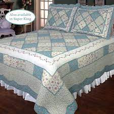 Ashley Blue Floral Patchwork Quilt Bedding