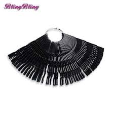 Black False Nail Tips Fan Shaped Fake Nail Art Tips Polish Uv Gel Chart Color Sample Display Stick Gel Salon Tool Clear Lcn Nails Nail Technician
