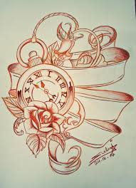 The same design can also be used to represent the death of a loved one. Pocket Watch With Ribbon And Roses Tattoo Design Watch Tattoo Design Watch Tattoos Pocket Watch Tattoo Design