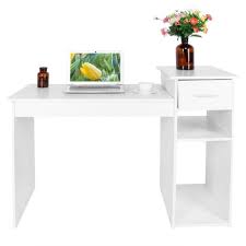XIX Bureau d'ordinateur, table de travail,Table d'étude avec étagères en  Bois moderne - Blanc - Cdiscount Maison