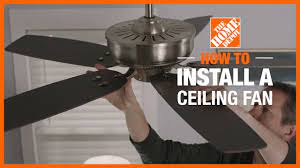 The ceiling fan is now ready to be hung. How To Install A Ceiling Fan Lighting And Ceiling Fans The Home Depot Youtube