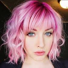 Especially young ladies are looking for very brave hair colors, for example pink hair styles. 20 Latest Short Hairstyles For Round Face Shape Love This Hair Pink Short Hair Bright Pink Hair Short Hair Styles
