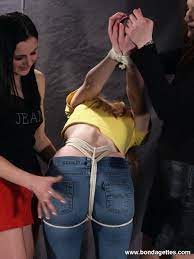 xpics.me - Jeans Amateur blonde subbie isanne is tied up wearing blue jeans  by he
