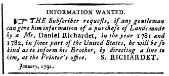 A Missing Person Ad Published In The Gazette Of The United States Newspaper Philadelphia Pennsylvania 26 January The Gazette The Unit Historical Newspaper