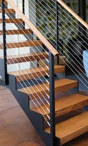 Mid Century Modern Home Open Stairs Pittsford Ny Keuka Studios Modern Stairs Staircase Railing Design Modern Stair Railing