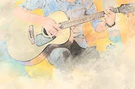 Download and enjoy fresh & incredible images added every day. Man Playing Guitar On Watercolor Painting Background Stock Photo Picture And Royalty Free Image Image 80595789