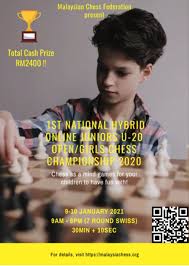 Here you can look for chess tournaments by name, date, country and average elo of the participants. 1st National Hybrid Online Juniors U20 Open And Girls Chess Championship 2020 9th 10th January 2021 Malaysian Chess Federation