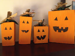 It Halloween Craft Time I Made These Square Pumpkins With Scrap Wood Black Construction Paper Scrap Copper Wire Scrap Wood Crafts Crafts Halloween Crafts
