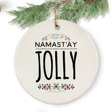 Yoga Christmas, Namastay Jolly, Funny Christmas Ornament, Gift For Yoga  Lover