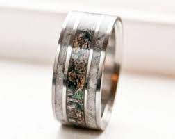 Mens Camo Wedding Ring With Real Antler Titanium Ring Muzhskoe Obruchalnoe Kolco Obruchalnye Kolca Kolca