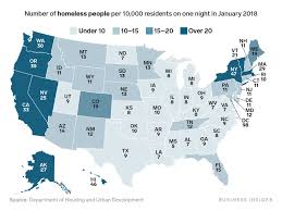 This Map Shows How Many Homeless Americans There Are In Every State Map Homeless Childrens Songs