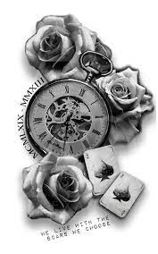 Sleeve Tattoo Design For Both Men And Womans To Give Inspiration The Design Is Simple And Nice Card Tattoo Designs Tattoo Sleeve Designs Clock And Rose Tattoo