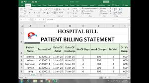 How To Make Hospital Billing Statement Sheet In Excel Youtube