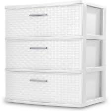 Sterilite 3 Drawer Wide Weave Tower White Walmart Com Dorm Storage Plastic Drawers Plastic Storage Drawers