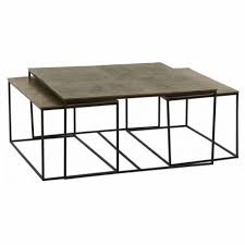 Unikatowe, personalizowane i ręcznie robione przedmioty z stoliki kawowe i pomocniki naszych sklepów. Set 3 Tables Basses Gigogne Ibiza Hanjel Consoles Modulables Forme Rectangulaire Acier Noir Fonte D Aluminium Laiton 45x90x90cm L Heritier Du Temps