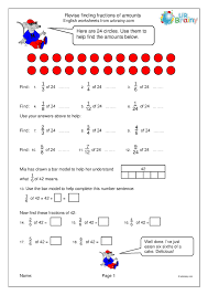 Please enter your fraction and number below to get started: Revise Finding Fractions Of Amounts Fraction And Decimal Worksheets For Year 4 Age 8 9 By Urbrainy Com
