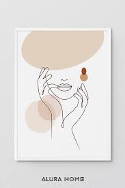 abstract face line art print line drawing woman hands of face print abstract woman print female poster one line art boho wall prints line art design line art drawings art prints