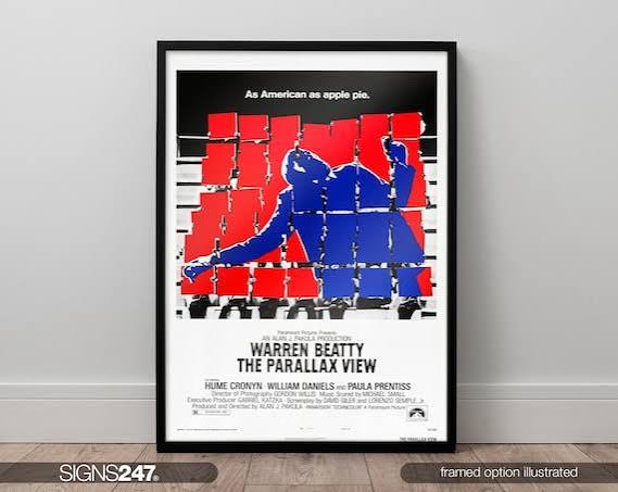 The Parallax View Poster | Warren Beatty | Hume Cronyn | William Daniels |  1974 | Movie Poster | Cinema Room Poster | A0 A1 A2 A3 A4 A5 - Etsy