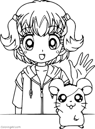 123 free hamtaro sheets, pages and pictures from album tv series for kids and familly, to color online or to print out. Laura Haruna And Hamtaro Coloring Page Coloringall