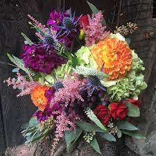 Jewel Tone Wedding Bouquet Of Orange Dahlai Pink Astilbe Purple Stock Green Hydrangea Red S White Rose Bouquet Wedding Bouquets Pink Red White Rose Bouquet